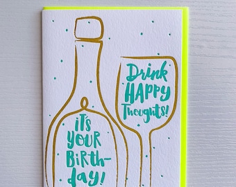 Birthday Card for wine lover, Funny Birthday Card - Best Friend Birthday Card - Letterpress Birthday Card