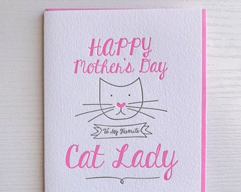 Cat Mom Card Cat Lady Mother's Day Card, Funny Mothers Day card for the cat lover.