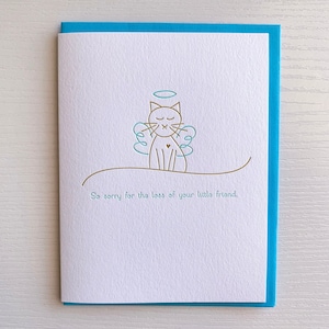 Katze Sympathy Card, Haustier Sympathy Card - Haustier Beileidskarte. Katze Beileidskarte Letterpress Sympathy Card