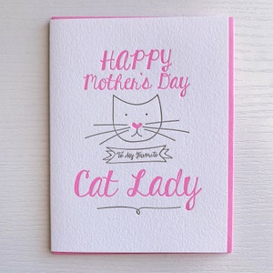 Carte de maman de chat Carte de fête des mères de dame de chat, carte drôle de fête des mères pour l'amant de chat.