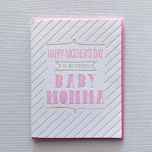 Carte de fête des mères amusante - carte typographique bébé maman pour bébé maman, bébé maman, maman, petite amie, femme, ex-femme, soeur, ami.