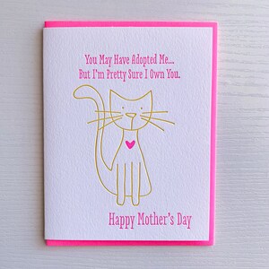 Carte de fête des mères - carte de chat - carte humoristique de fête des mères - carte de dame de chat - carte d'adoption de chat
