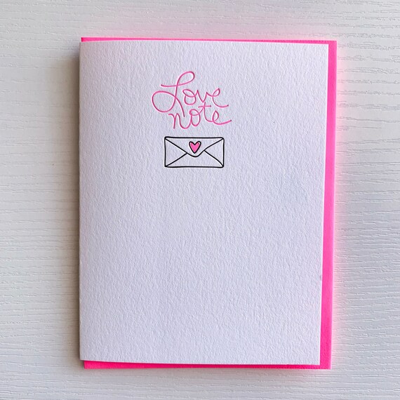 Love Note Valentines Day cards Letterpress Card Love card Etsy
