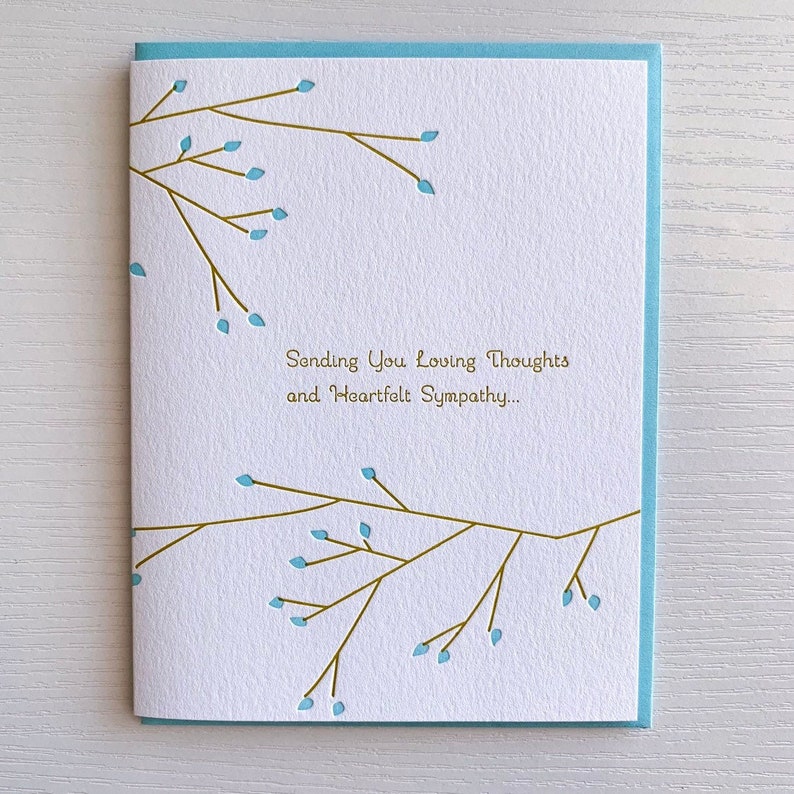 Sympathy Card, Condolence Card, Heartfelt Sympathy, Letterpress Sympathy Condolence Card image 1