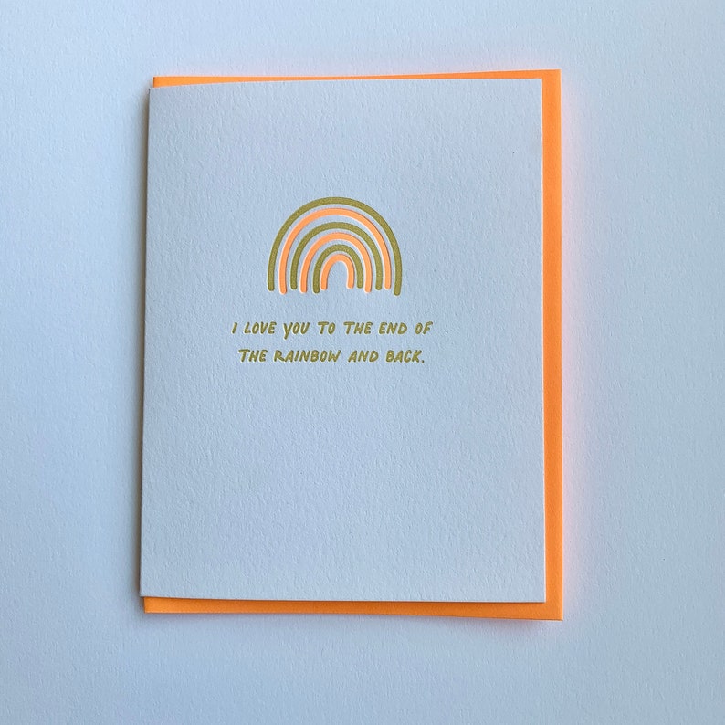 Pride month card, Rainbow Love card, LGBTQ love card, Gay pride, letterpress rainbow card image 1