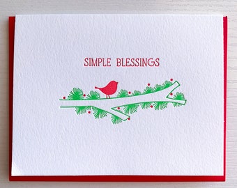 Holiday Cards,  Letterpress Holiday Cards, Christmas Cards, Simple Blessings, Letterpress Holiday Cards, Bulk Holiday Cards