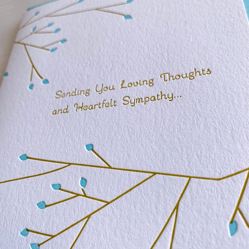 Sympathy Card, Condolence Card, Heartfelt Sympathy, Letterpress Sympathy Condolence Card image 2