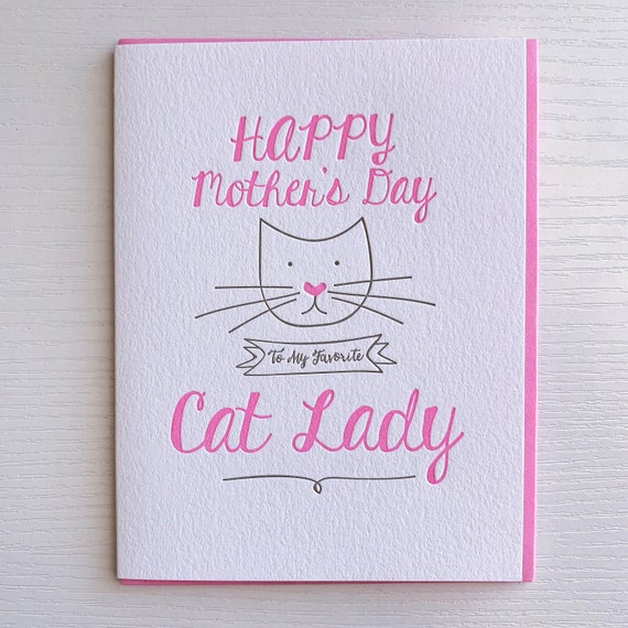 Cat Mom Card Cat Lady Mother's Day Card Funny Mothers Day | Etsy