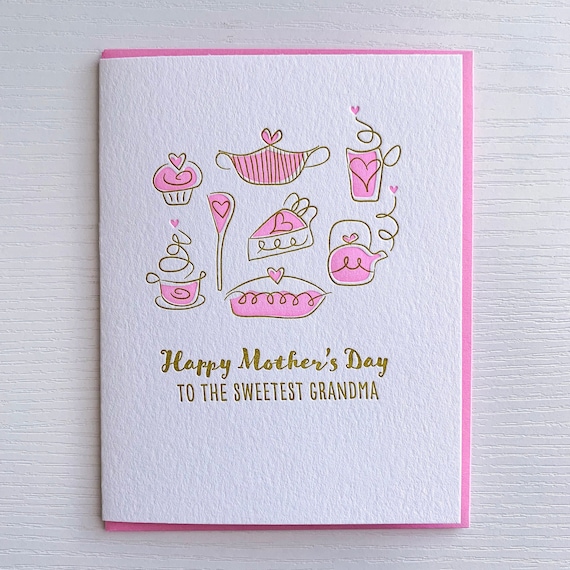 Grandma mothers day card for Grandma Letterpress card for Grandma. Grandmother Mother's Day card