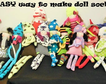 EASY way to make doll socks ,Step by Step making  the cloth doll socks , soft doll socks ,rag doll socks