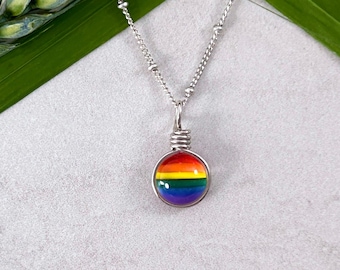 Dainty Rainbow Necklace, Sterling Rainbow Pride Jewelry, Subtle Pride, Feminist Necklace, LGBT Necklace, Silver Pride Jewelry