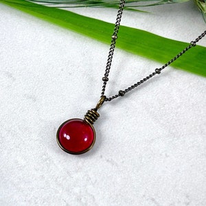 July Birthday Necklace, Ruby Red Handmade Glass Birthstone Jewelry, Birth Month Best Friend Birthday Gift for Her, Cancer Gift, Leo Gift