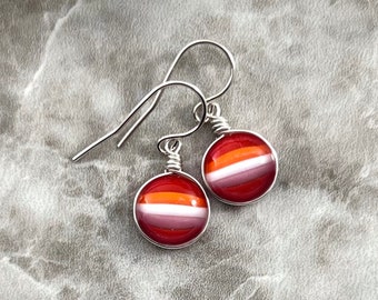 Pendientes Orgullo Lésbico: Cristal artístico hecho a mano en plata de ley, joyería WLW