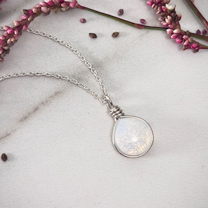 October Birthday Necklace, Opaline Art Glass Birthstone Jewelry, Best Friend Birthday Gift Idea Libra or Scorpio, Birth Month Jewelry Gift