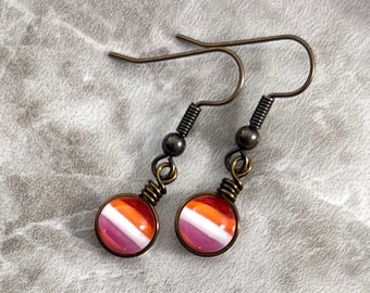 Lesbian Pride Flag Earrings: Handmade Art Glass WLW Jewelry, LGBTQ