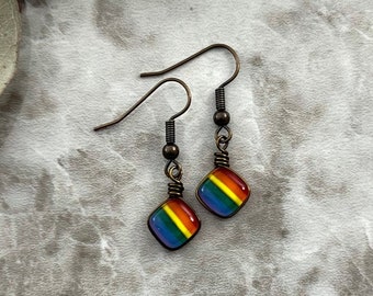 Dainty Boho Rainbow Earrings, Subtle Pride Jewelry, Queer Earrings, Cottagecore Pride Earrings, Cute Rainbow Jewelry, Bohemian Rainbow Gifts