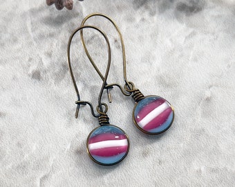 Trans Earrings Transgender Pride Flag Earrings, Subtle Pride Transgender Jewelry, LGBT Flag Pride Month LGBTQ Gifts Trans Pride Flag