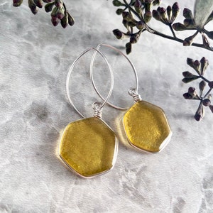 Handmade Glass Honeycomb Earrings Cottagecore Jewelry Sterling Silver Nature Jewelry Unique Gift for Beekeeper, Fun Cute Earrings
