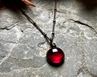 Blood Red Gothic Necklace, Gothic Romance Dark Red Necklace, Vampire Aesthetic Blood Drop, Witchy Style, Dark Fairycore Gifts for Her