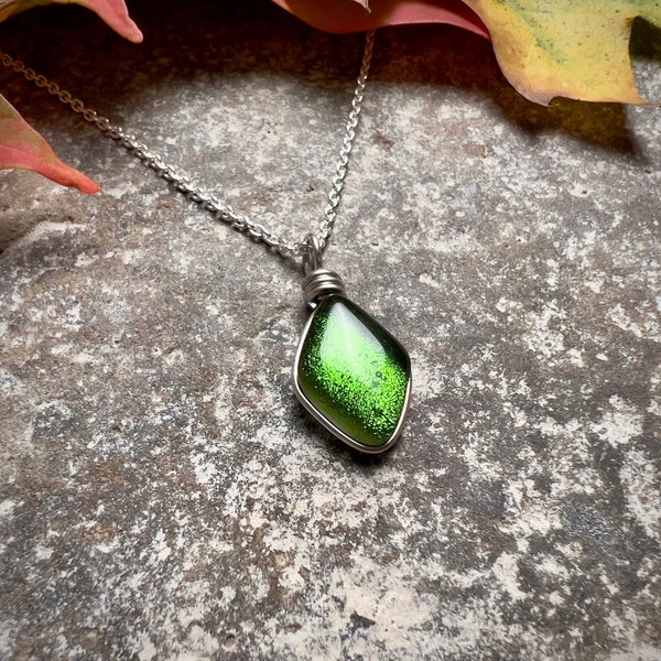 Earthy Fall Green Necklace for Women Nature Jewelry, Cottagecore Necklace, Woodland Inspired Forestcore Jewelry Unique Gift for Her