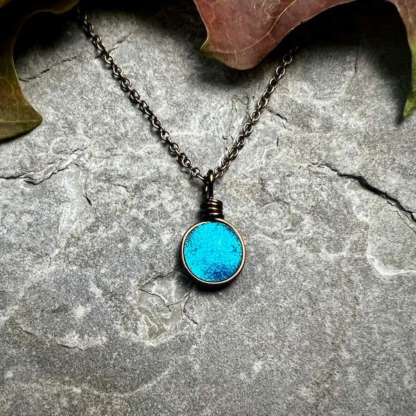 December Birthday Necklace Turquoise Blue Handmade Glass Birthstone Jewelry, Best Friend Birthday Sagittarius Gift Capricorn Gift