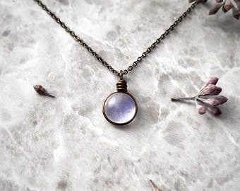 Purple Rain Drop Necklace, Vintage Aesthetic Nature Inspired Dainty Boho Necklace, Cottagecore Necklace Gifts Under 30, Gift for Her