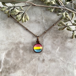 Pansexual Necklace Subtle Pride Jewelry, Dainty Glass Pan Pride Flag LGBTQ Necklace, Queer Pride LGBTQ Gifts, Coming Out Gift, Pride Month