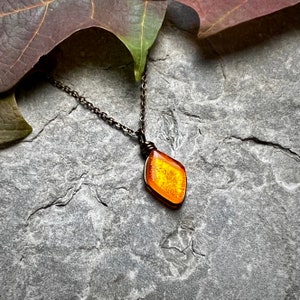 Orange Art Glass Fall Necklace: Dichroic Autumn Jewelry, Vintage Style