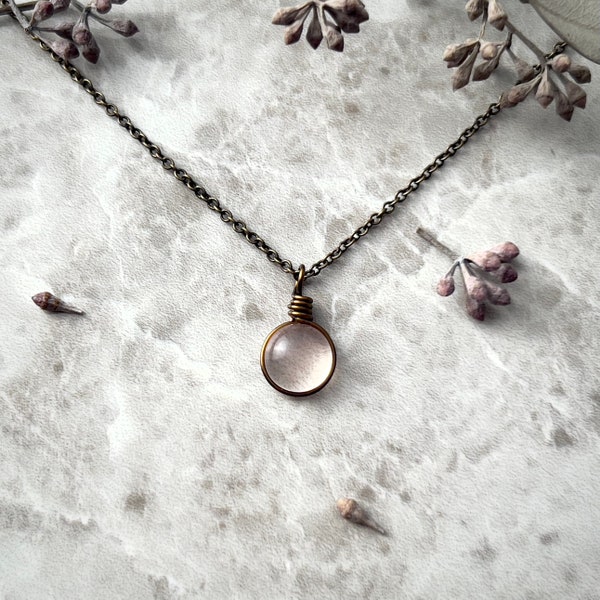 Light Peach Rain drop Necklace, Dainty Necklace, Boho Jewelry, Bohemian Jewelry, Vintage Aesthetic, Cheer Up Gift, Best Friend Gift