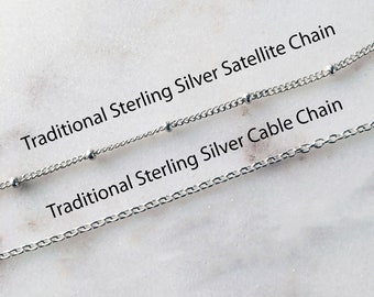Replacement Chain, Solid Sterling Silver Chain, 16", 18", 20", 24", Nickel free