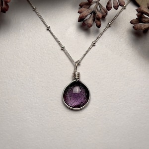 Amethyst Purple Glass February Birthday Necklace: Birth Month Jewelry, Sterling Silver Aquarius/Pisces Gift