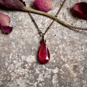 Dark Red Necklace, Dark Cottagecore Gothic Necklace, Vampire Aesthetic, Gothic Romance, Witchy Style, Dark Fairycore Gifts