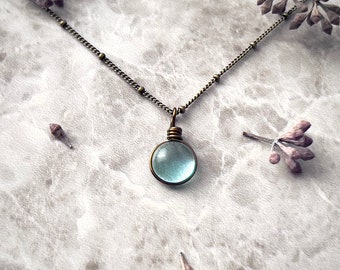 Lichtblauwe glazen regendruppelketting, boho-ketting, boho-sieraden, retro vintage stijl sierlijke ketting, opvrolijkcadeau, cadeau beste vriend