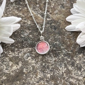 Afternoon Raindrop: Light Peach Tint Art Glass, Fiery Glow, Sterling Silver Boho Woodland Jewelry