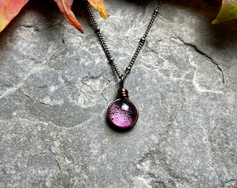 Purple Witchy Necklace: Antiqued Brass, Dainty Fall Fairycore Jewelry