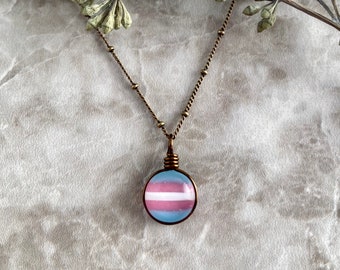 Transgender Necklace, Trans Pride Necklace, Transgender Pride Flag Coming Out Gift LGTBQ Gifts, LGTBQ Jewelry Pride Month Pride Jewelry