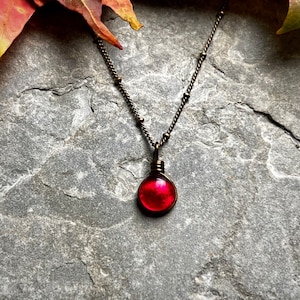 Valloween Fresh Blood Red Teardrop, Dark Red Necklace, Gothic Romance, Vampire Aesthetic, Morbid Jewelry, Dark Fairycore