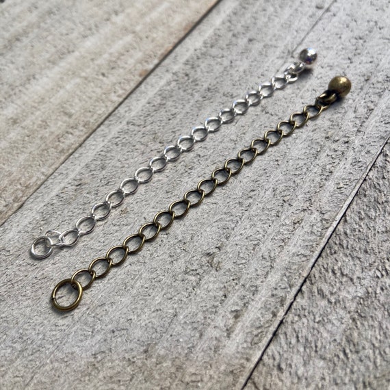 Chain Extender, Antiqued Brass Plated Necklace Extender and Silver Plated  Necklace Extension, 3 Inch Chain Extension With Jump Ring 