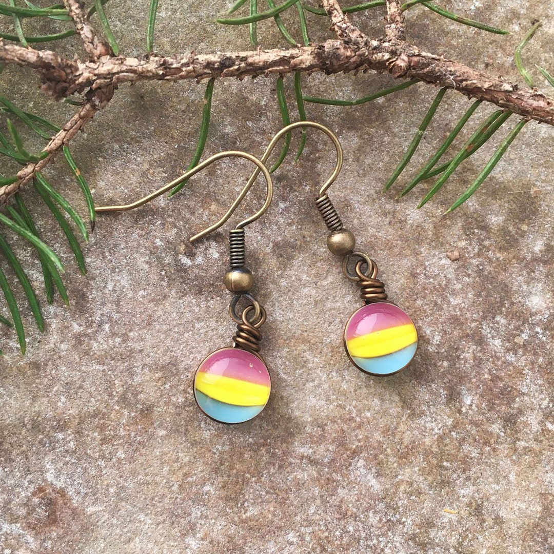 Pansexual Earrings Pan Pride Flag Subtle Pride Jewelry, Pansexual