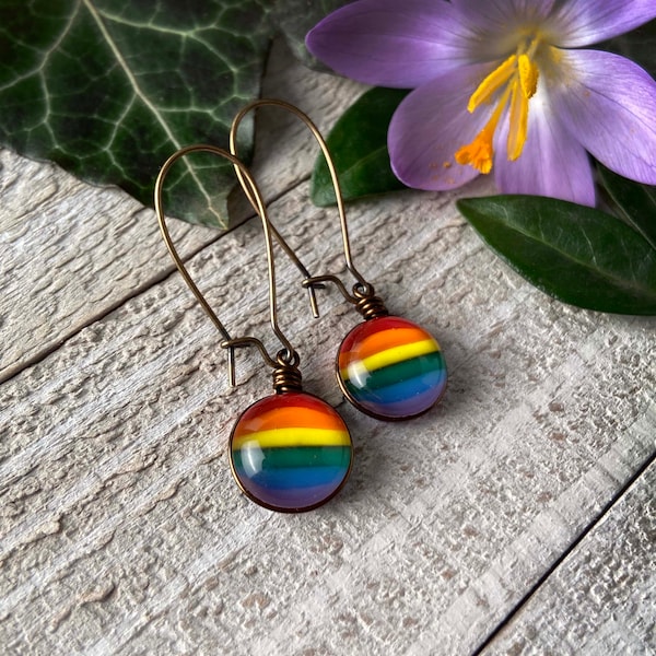 Rainbow Earrings Pride Flag Jewelry, Dangle Earrings Rainbow Jewelry LGBTQ Earrings, Pride Month Coming Out Gift, Queer Gifts