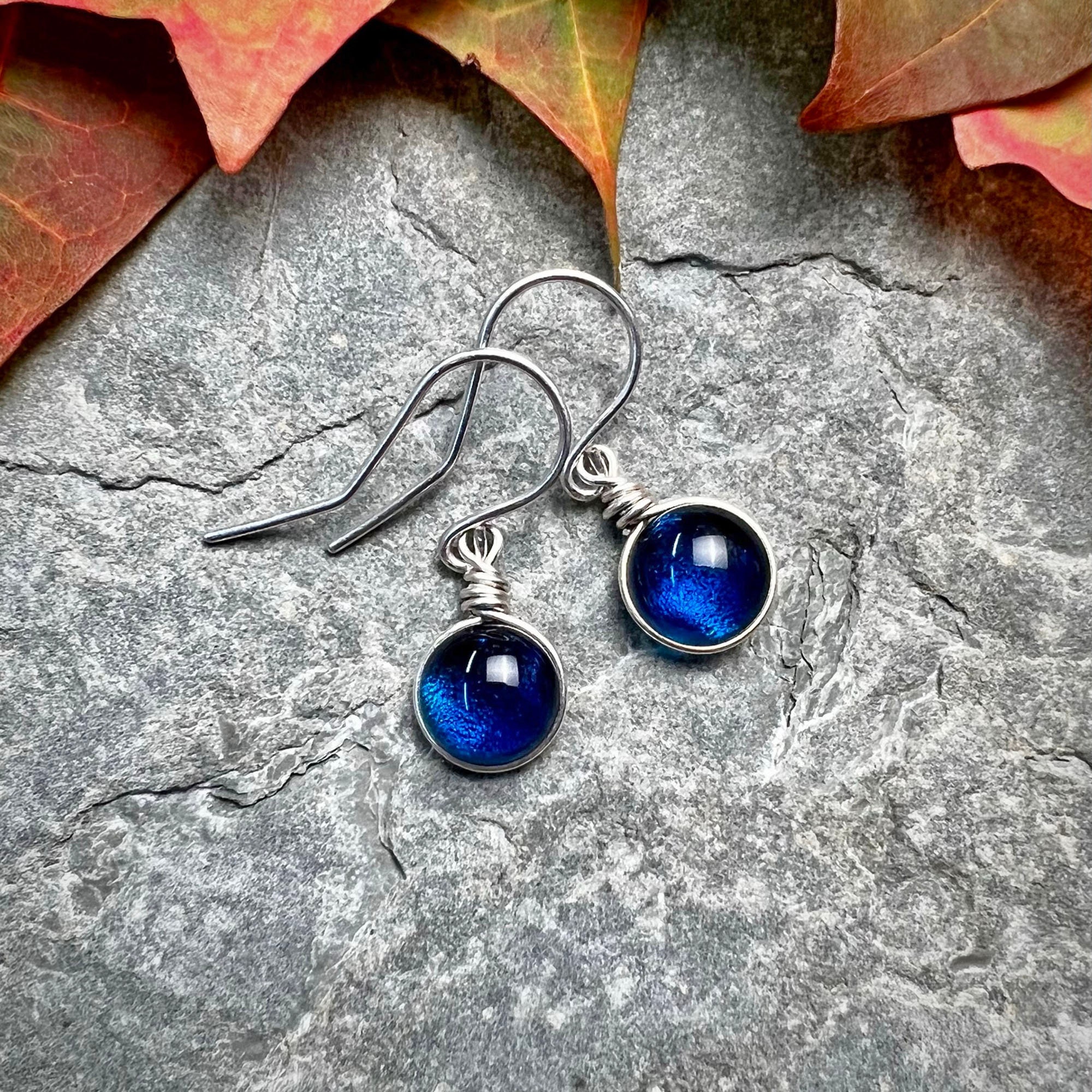 Orecchini pendenti in cristallo blu zaffiro - Pietra portafortuna di