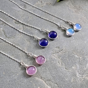 Sterling Silver Threader Earrings: Handmade Art Glass Drops, Minimalist Boho Jewelry