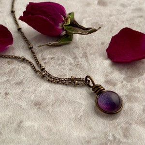 Autumn Necklace, Dainty Boho Necklace, Amethyst Purple Hippie Necklace, Wanderlust Jewelry, Purple Fall Necklace
