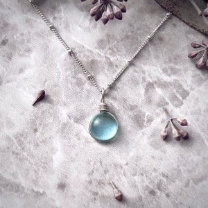 Light Blue Raindrop Necklace: Sterling Silver Cottagecore Jewelry