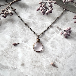 Light Pink Raindrop Necklace: Boho Vintage Style Art Glass Pendant, Nature Jewelry