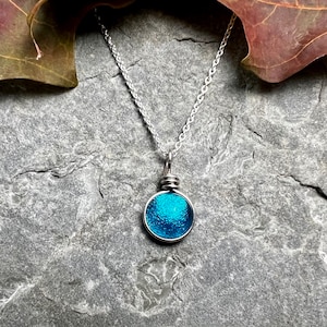 December Birthday Necklace Turquoise Glass Birthstone Necklace for Women, Best Friend Birthday Sagittarius Gift, Capricorn Gift