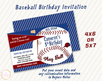 Baseball Birthday Invitation -  - Boys Baseball Party Invitation - Baseball Birthday Party Invites - Baseball Invitation