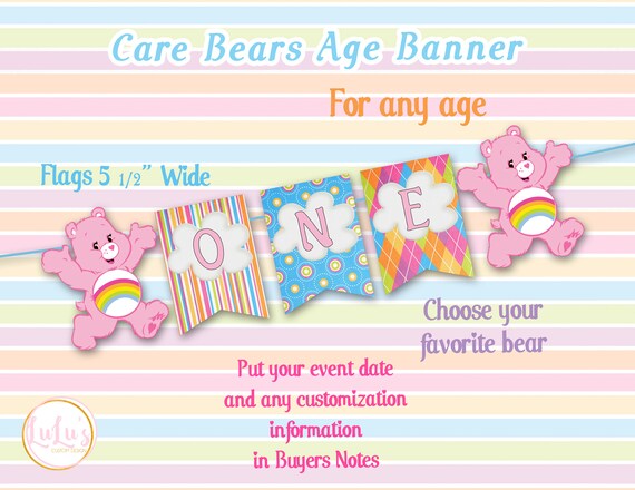 Care Bears Birthday Banner First Birthday Care Bears Prop Etsy