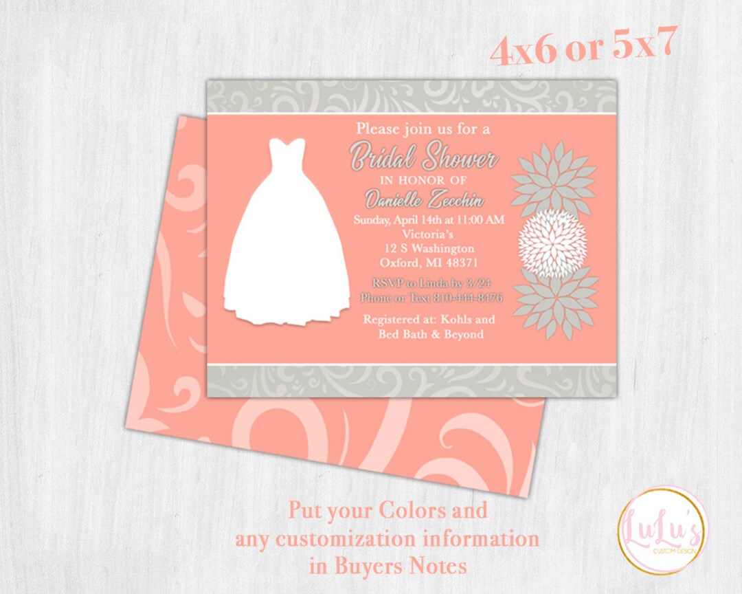 Wedding Dress Bridal Shower Invitation Bridal Shower Invites Wedding