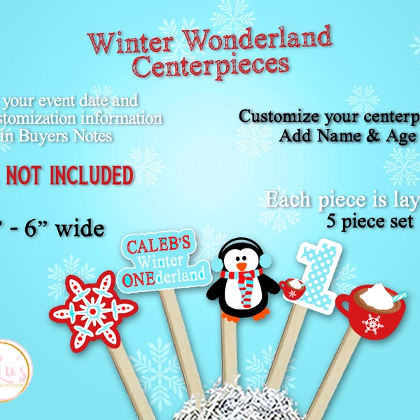 Winter ONE-derland Table Centerpieces - ONE-derland First Birthday - Penguin Table Centerpieces - Snowflake Centerpieces - Winter Wonderland